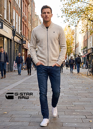 Вовняна вʼязана чоловіча кофта на блискавці g-star raw | 80% вовни