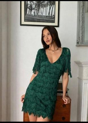 Платье миди с бахромой h&amp;m 9