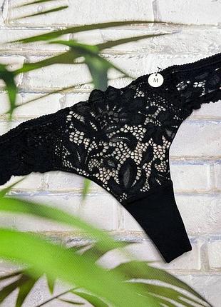 Трусики стринги женские черная сетка hunkemoller.