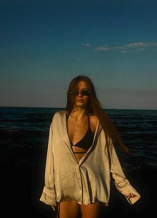 Сорочка жіноча zara бежева, розмір l
