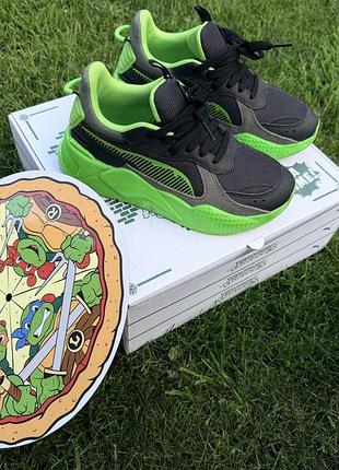 Кросівки унісекс puma turtles ninja чорні із зеленим, розмір 36