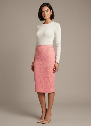 Брендовая гипюровая юбка-карандаш миди "miss selfridge". размер uk8/eur36 и uk10/eur38.