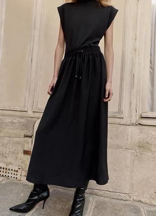 Довга жіноча сукня zara чорна розмір m трикотаж/креп
