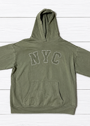 Оверсайз худі new look «nyc» у крутому приглушеному відтінку хакі