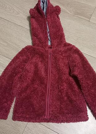 Кофта для дівчинки флісова з капюшоном та сердечками, синя, 86-92 см 2