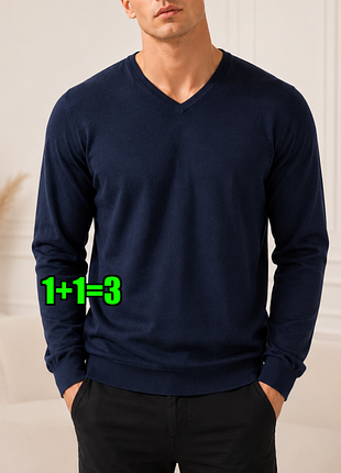 🤩1+1=3 темно-синій чоловічий преміум светр бавовна tu, розмір 52 - 54