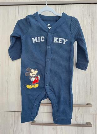 Хлопковый человечек disney с mickey для мальчика 0-1м
