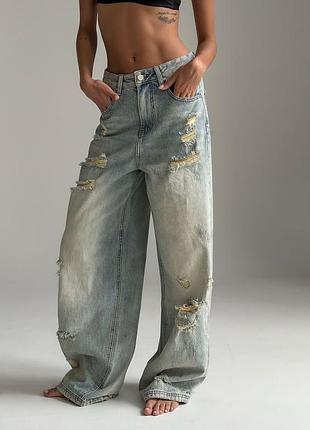 Джинси широкие оверсайз трендовые клеш расклешенные