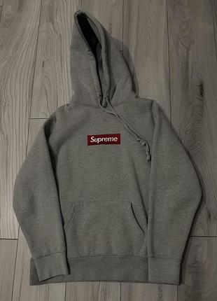 Худі чоловіче supreme сіре зимове
