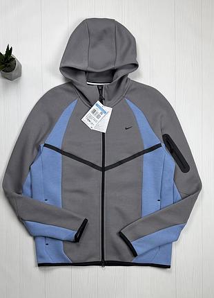 Худі чоловіче nike tech fleece сіро-блакитне