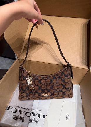 Сумка жіноча coach коричнева з монограмою
