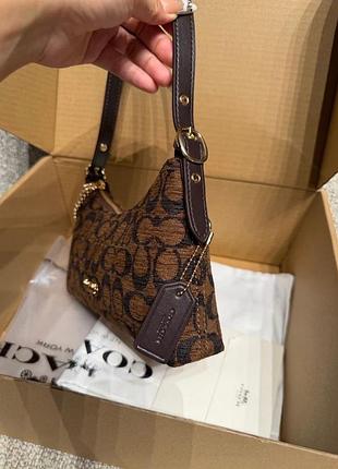 Сумка жіноча coach коричнева з монограмою 4
