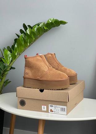 Жіночі угги ugg neumel platform zip slipper chestnut