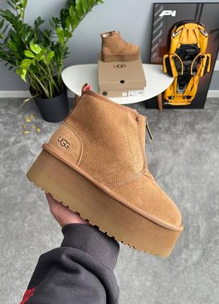 Жіночі угги ugg neumel platform zip slipper chestnut 6
