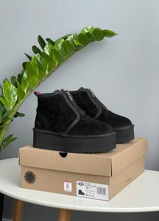 Жіночі угги ugg neumel platform zip slipper black