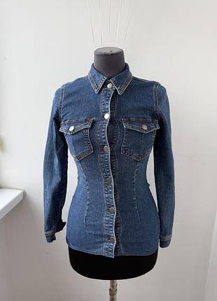 Приталена джинсова сорочка jdy denim (jacqueline de yong) розмір xs