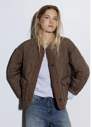 Куртка жіноча pull&bear стьобана коричнева