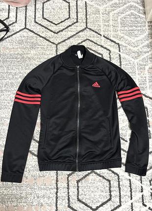 Спортивна кофта жіноча adidas чорна з рожевими смужками
