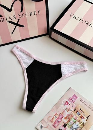 Котонові трусики стрінги з сіточкою victoria’s secret