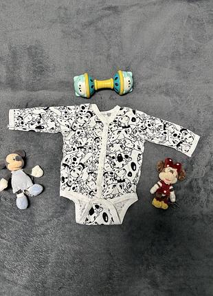 Боді для новонародженого унісекс з довгим рукавом, білий з малюнком