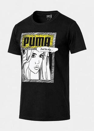 Футболка чоловіча puma graphic tee чорна з графічним принтом