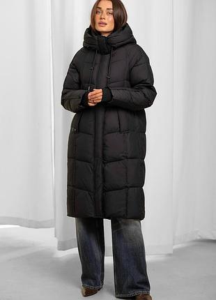 Пуховик жіночий mishele plus size чорний розміри 46 48 50 52 54 56