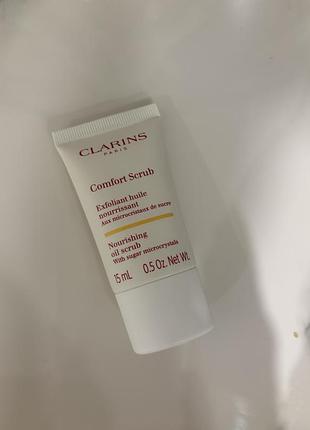 Живильний олійний скраб для обличчя clarins comfort scrub nourishing oil scrub у мініформаті (15 мл