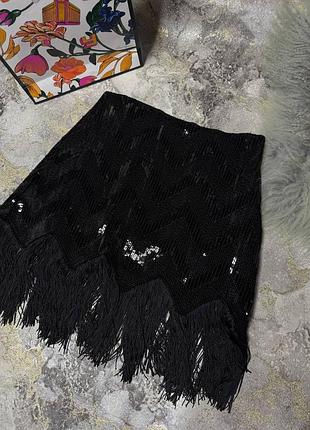 Мини юбка с бахромой&nbsp;zara