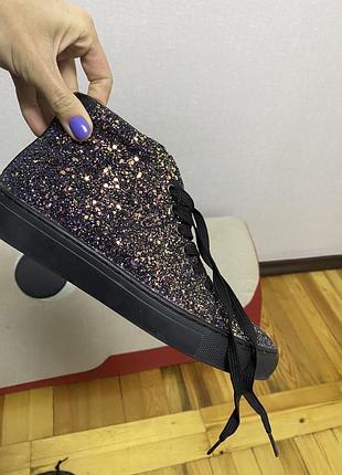 Кеди жіночі skechers street чорні з глітером