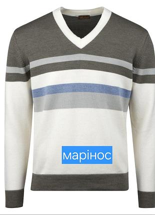 Полувер мужской комбинированного коляга из шерсти маринос от stenstroms