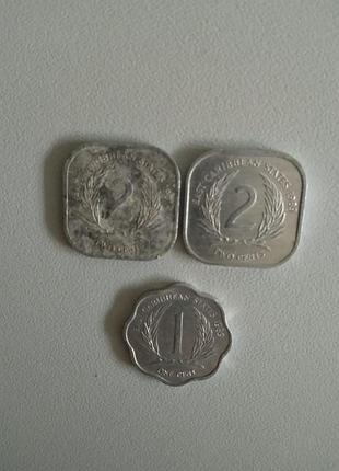 Монета восточные карибы (east caribbean states) 1 и 2 цента 1989 церзавета ii