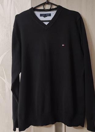 Светр чоловічий tommy hilfiger чорний, бавовняний, розмір 44
