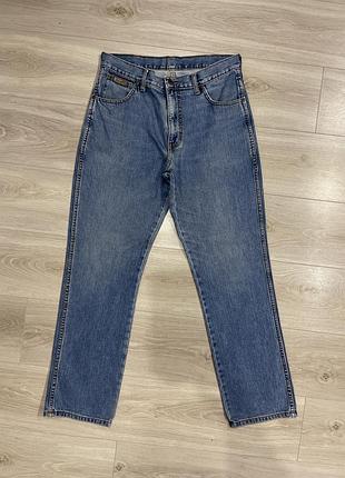 Джинси wrangler texas w34 l32 прямий крій блакитні виварені / чоловічі джинси вранглер