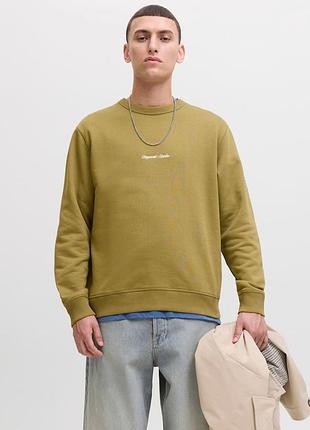 Оливково-зеленый свитшот jack & jones из линейки jornorrebro утеплённый мужской/подростковый
