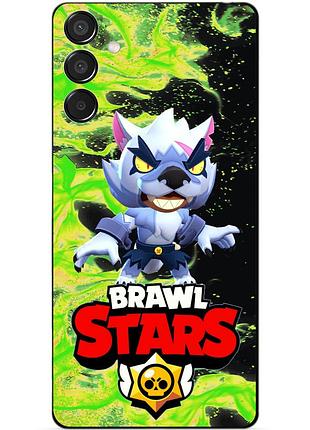 Чехол силиконовый бампер для samsung m15 с героем бравл леон белый волк brawl