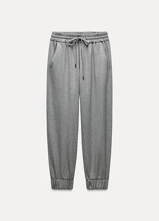 Брюки жіночі zara джогери сірі з манжетом l