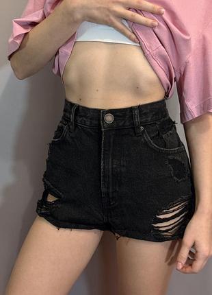 Жіночі шорти pull & bear джинсові чорні рвані