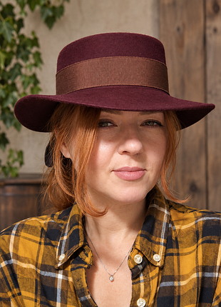 Stetson р. l женская шляпа бордовый вишневый ретро шерстяной фетровый шляпа вишневая цвета нового iphone 18