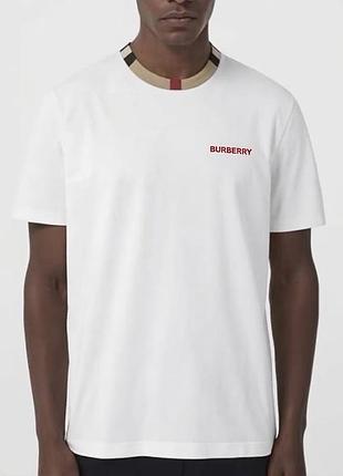 Burberry 'jayson' check-collar біла футболка