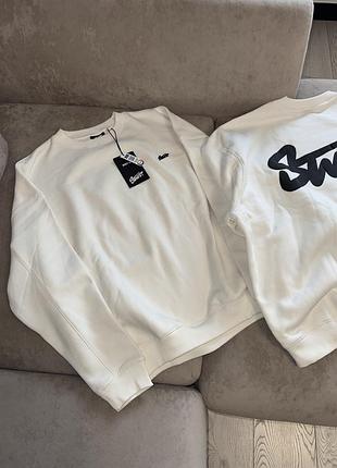 Чоловічий світшот pull&bear stwd білий, білий світшот, худі біле, біла кофта чоловіча, пул бір худі світшот, світлий світшот, осінній, зимовий