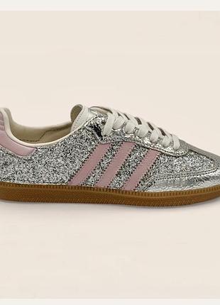 Кросівки жіночі adidas samba aménde сріблясті з рожевими вставками