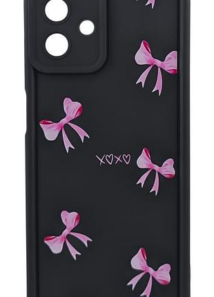 Чехол shock case print для samsung galaxy a08 / a085 бампер силиконовый цвет черный с рисунком бантики