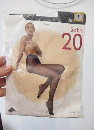 Винтажные капроновые колготки c&a canda satin 20 den, цвет platin, размер s