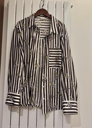 Сорочка жіноча zara в смужку коричнева
