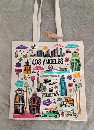 Шопер білий з принтом «los angeles»