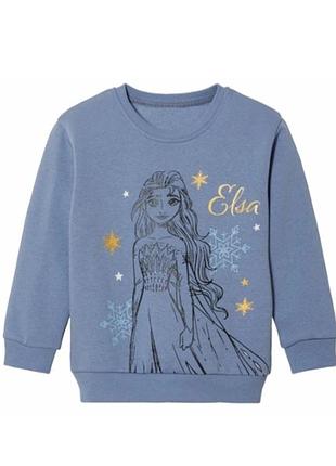 Світшот для дівчаток disney ельза на флісі, блакитний 110-116 см