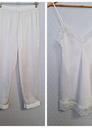 Комлект топ майка и брюки из шелка бренда intimissimi кружево