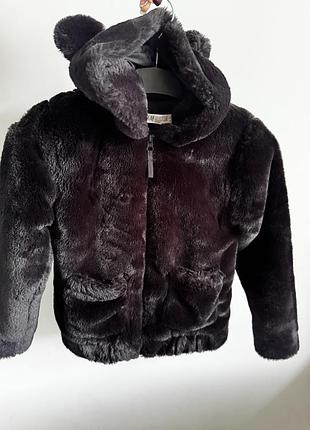 Шуба для дівчинки h&m плюшева з капюшоном, 8-10р
