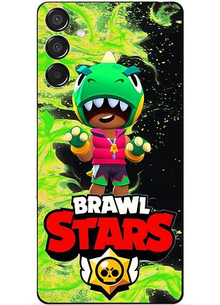 Чехол силиконовый бампер для samsung m15 с героем бравл леон динозавр brawl