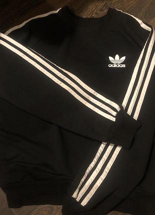 Чоловічий світшот adidas чорний з білими смужками